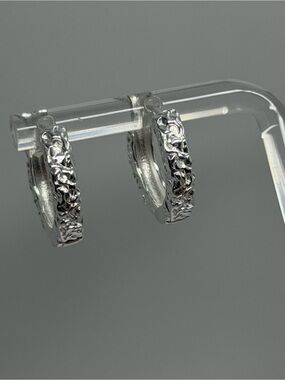 925 Sterling Silver stamped with Rhodium Hoop Earrings - Elegant Women’s Jewelry